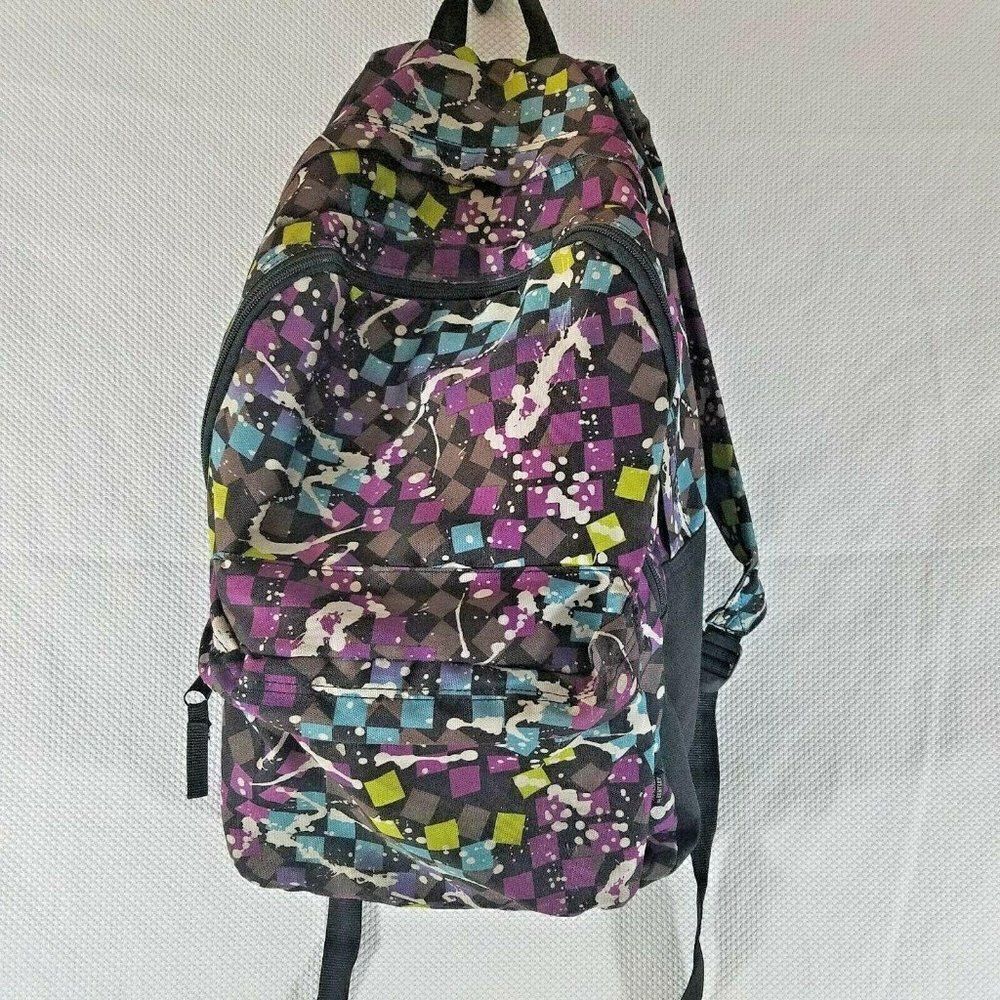 Tracker By Bentley Black Purple Paint Splash Geometric Backpack Bag Bookbag